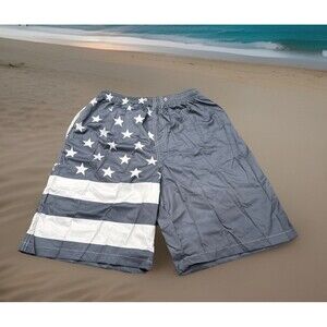 Fenteng Mens Swim Trunks Gray USA Flag Size XL Mesh Lined Active